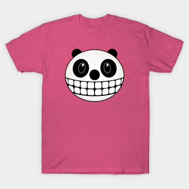 Grinning Cartoon Panda Bear Face Caricature T-Shirt by RawSunArt